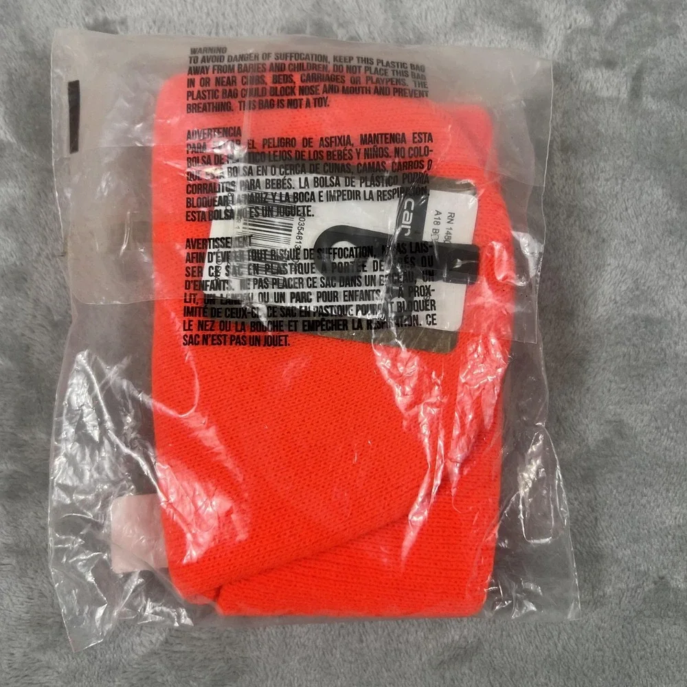 Carhartt Hat‎ Beanie Cuffed Knit Mens One Size Bright Orange Acrylic Watch A18